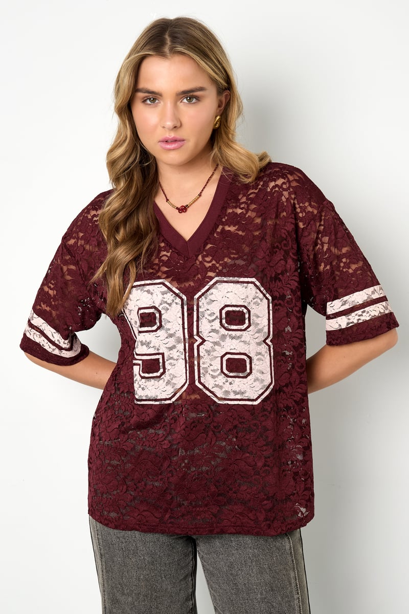 Amerikanisches T-Shirt mit V-Ausschnitt und Spitze