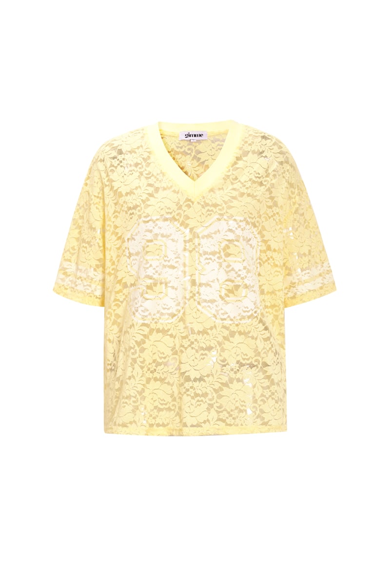 Amerikanisches T-Shirt mit V-Ausschnitt und Spitze