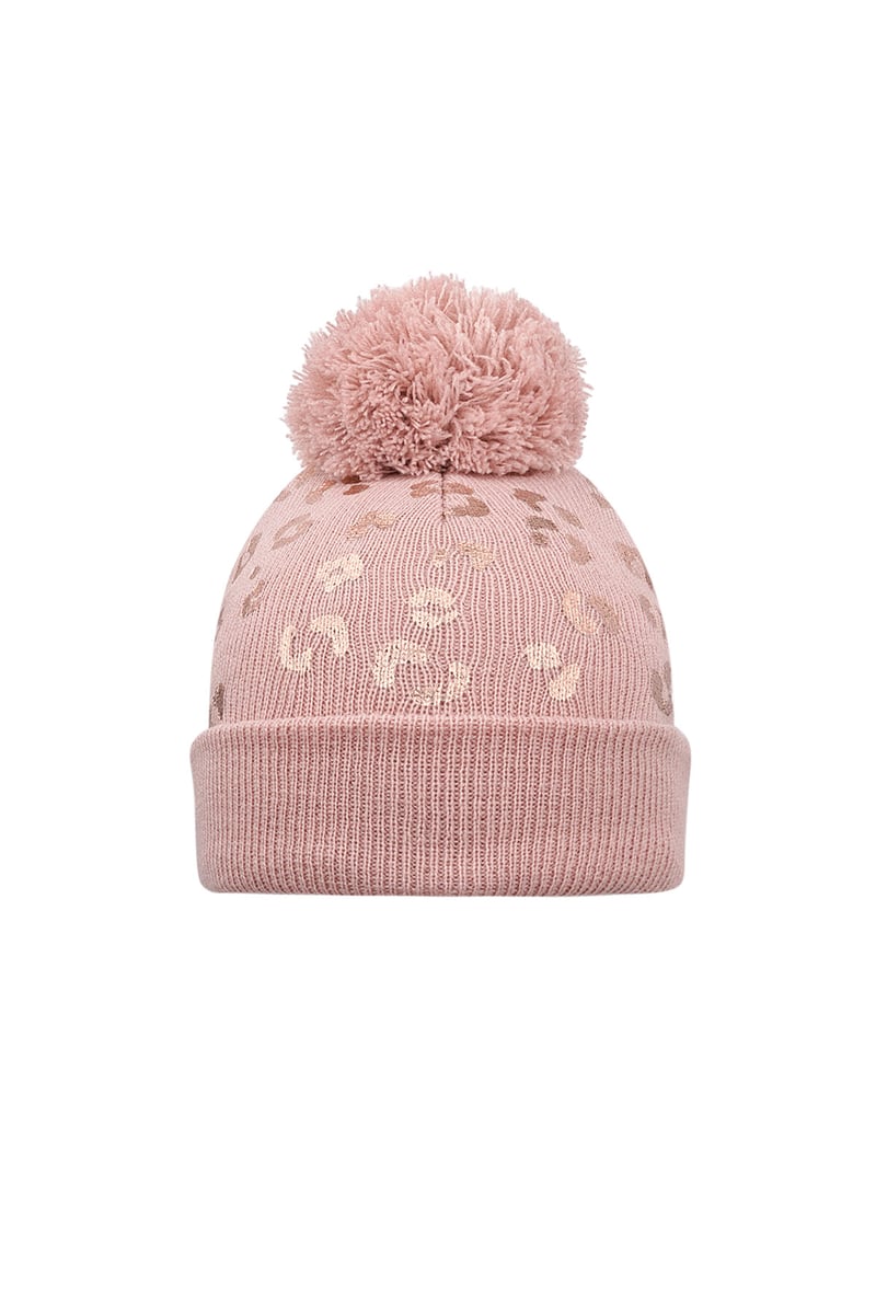Hat tiger print pompom child - beige