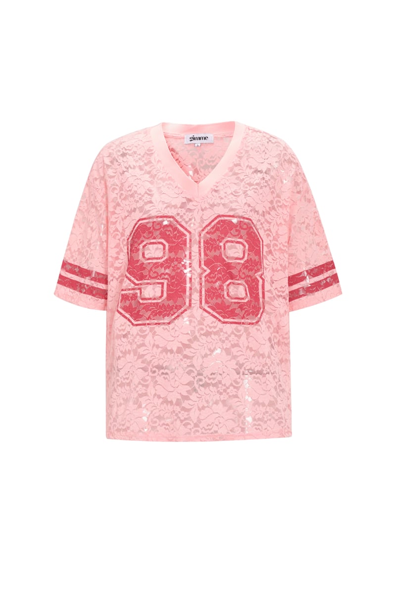Amerikanisches T-Shirt mit V-Ausschnitt und Spitze