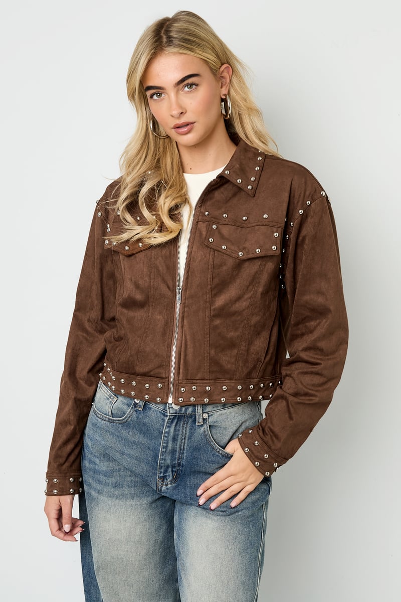 Wildlederjacke mit Nieten