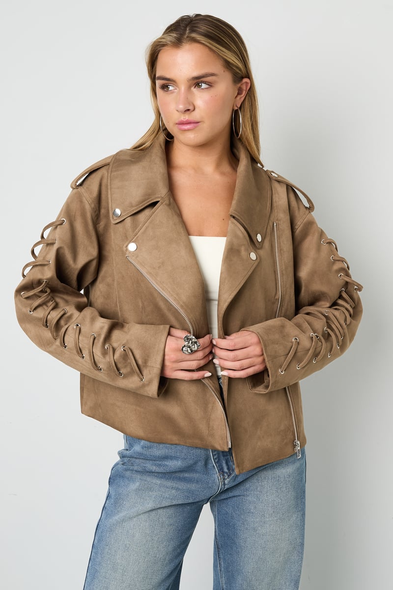 Wildlederjacke mit Schnürung