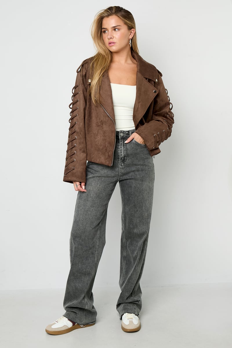 Wildlederjacke mit Schnürung