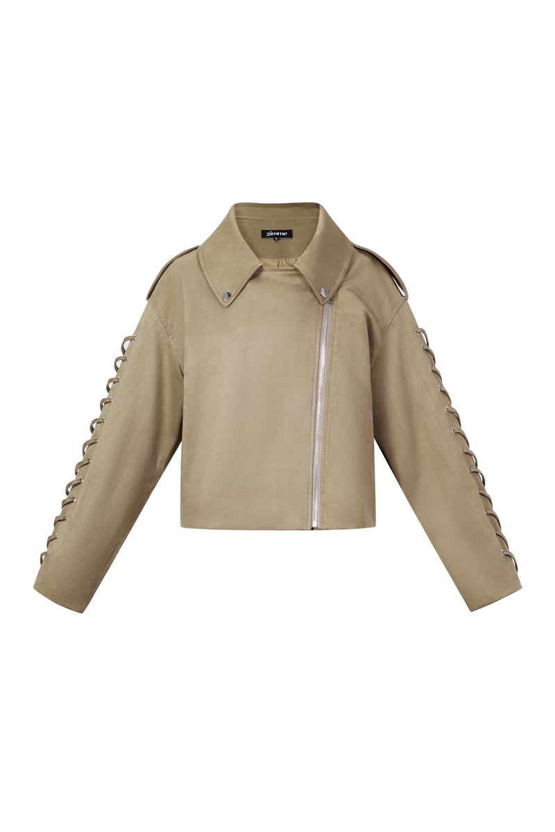 Wildlederjacke mit Schnürung