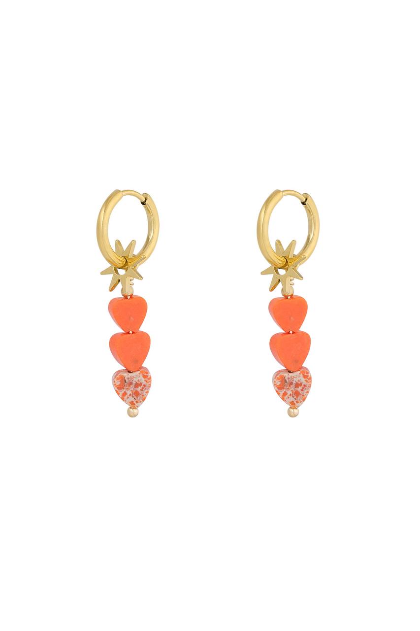 Earrings heart star-orange gold